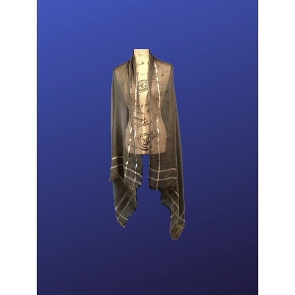 unbranded Shawl Wrap Scarf, DARK GRAY/SILVER METALLIC, GUC - Picture 4 of 7